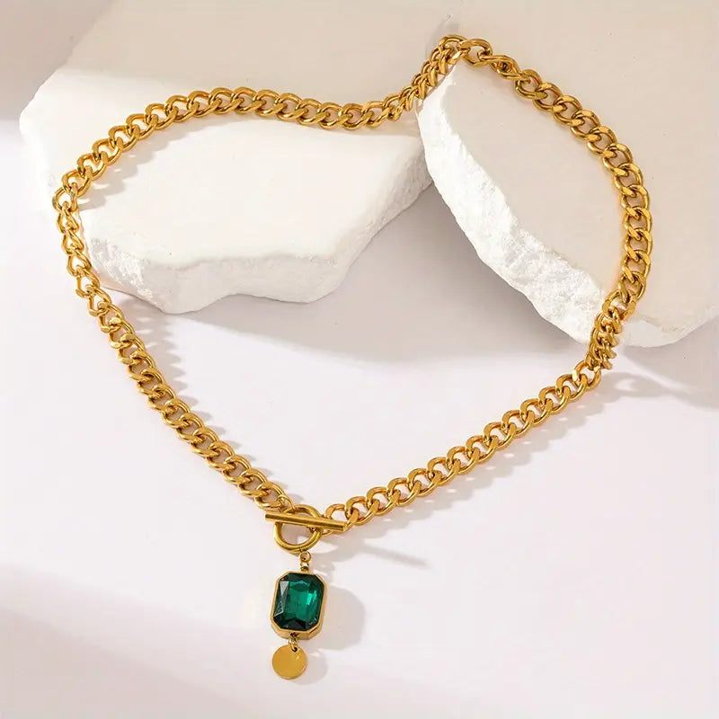Aurora | Gilded Emerald Pendant