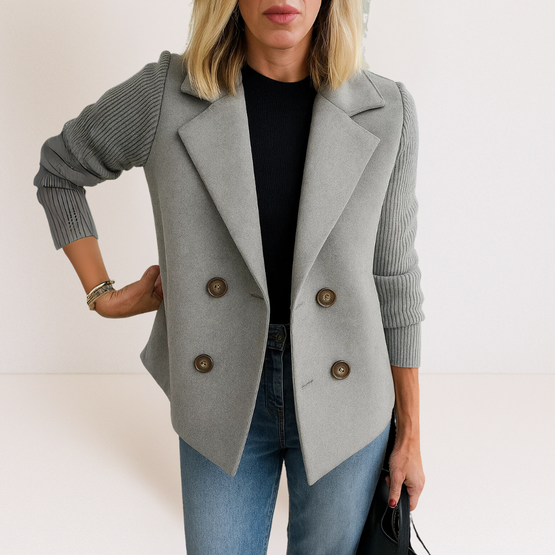 Camille | Polished Knit-Sleeve Jacket