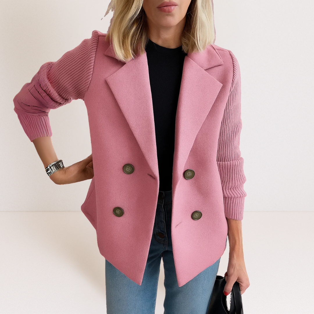 Camille | Polished Knit-Sleeve Jacket