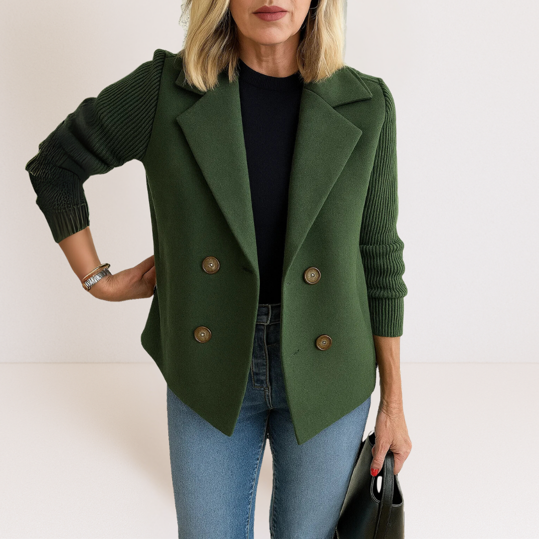Camille | Polished Knit-Sleeve Jacket