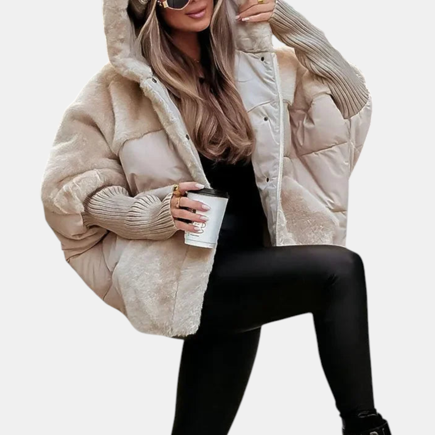 NOA - Oversized Hooded Patchwork Puffer Jacket