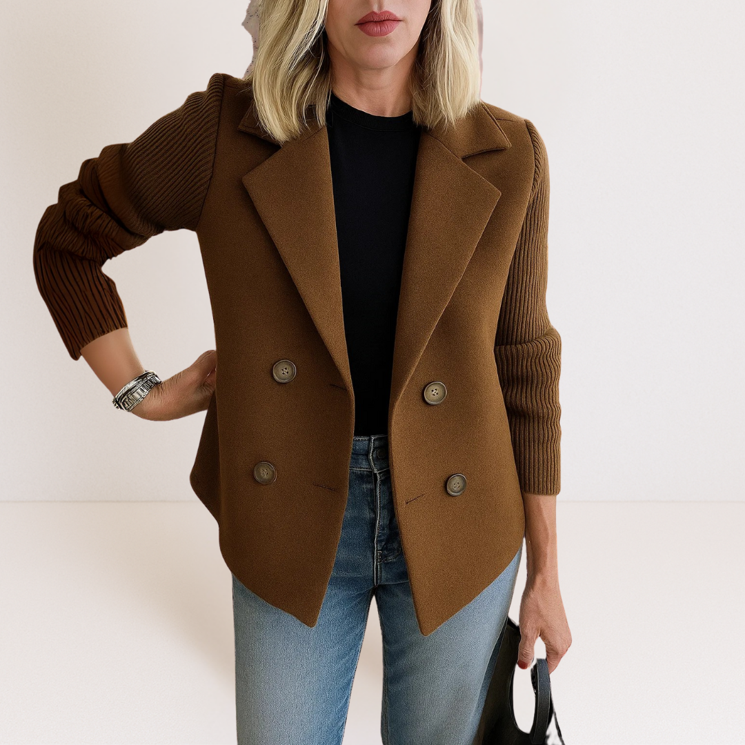 Camille | Polished Knit-Sleeve Jacket