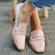 MOCASSINS WITH WIDE HEEL SHINY