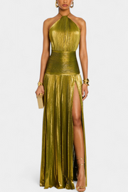 Lorette | Metallic Open-Back Dress