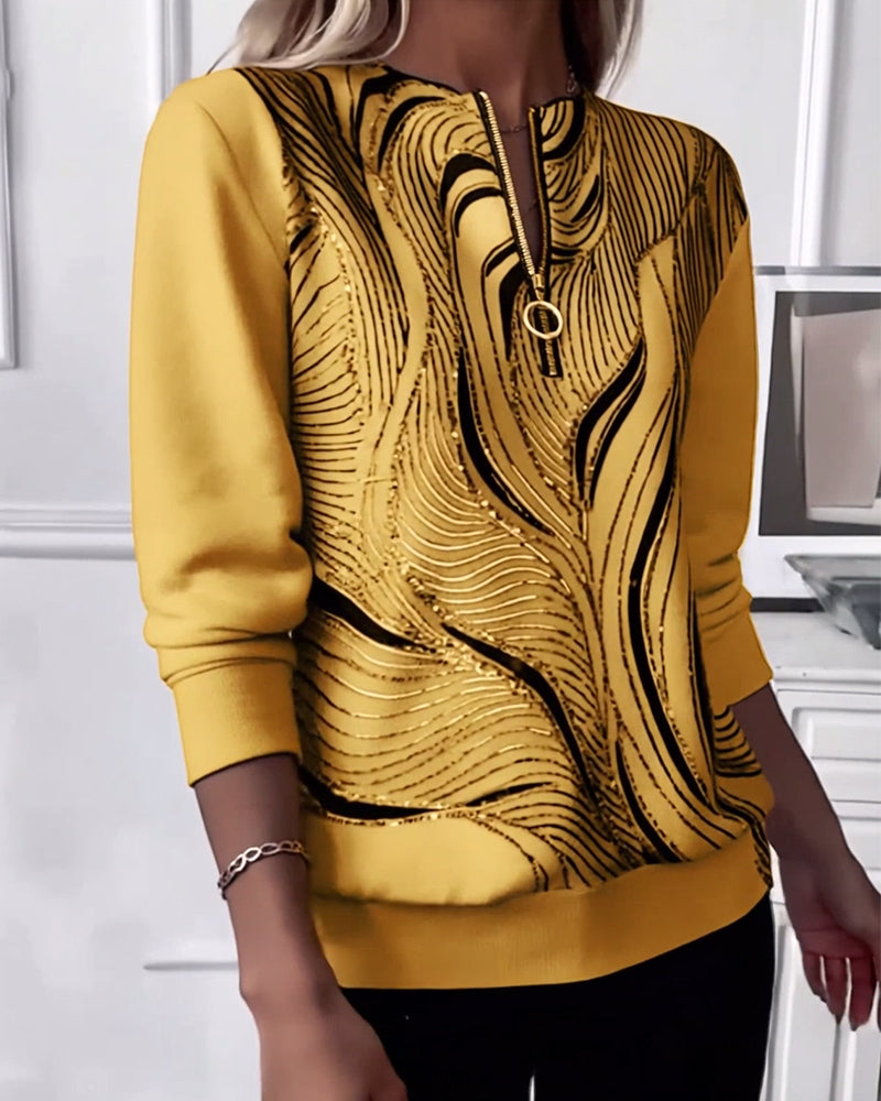 Laluna® | Casual Printed Zip Sweatshirt