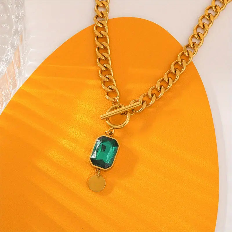 Aurora | Gilded Emerald Pendant