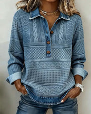 Elara™ Textured Collared Sweatshirt