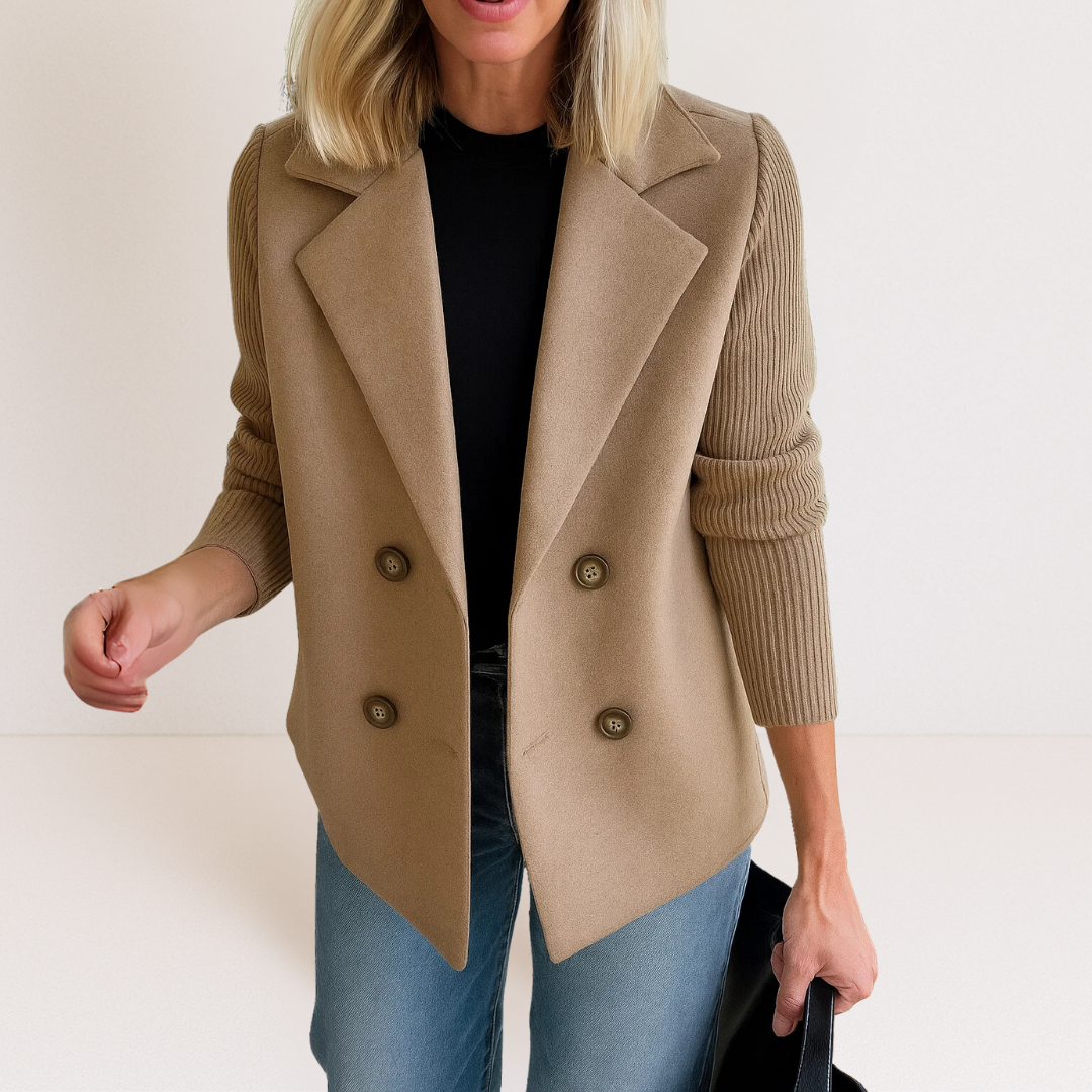 Camille | Polished Knit-Sleeve Jacket