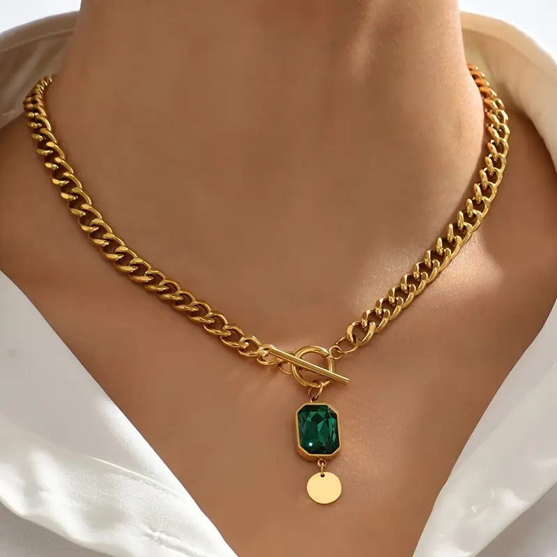 Aurora | Gilded Emerald Pendant