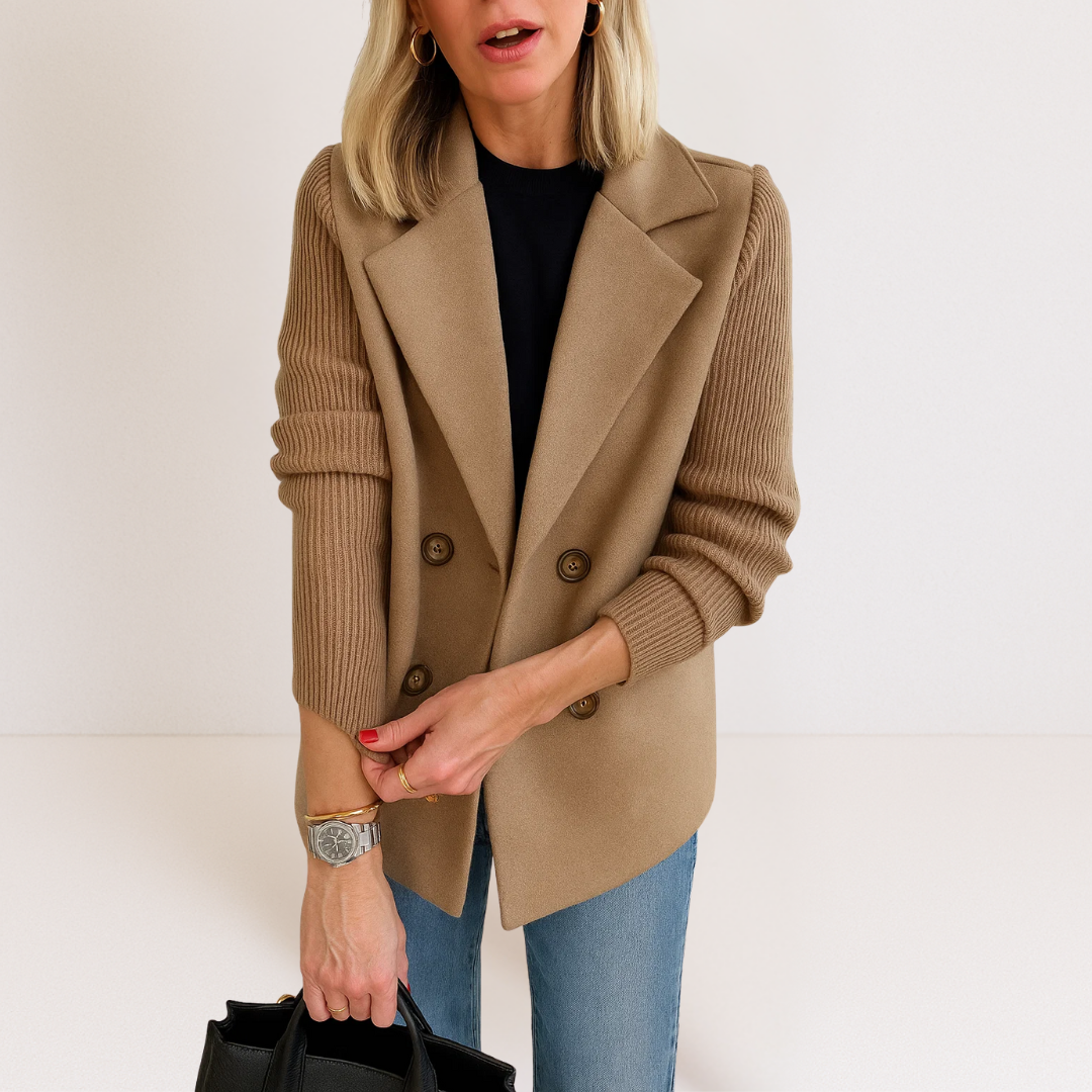 Camille | Polished Knit-Sleeve Jacket
