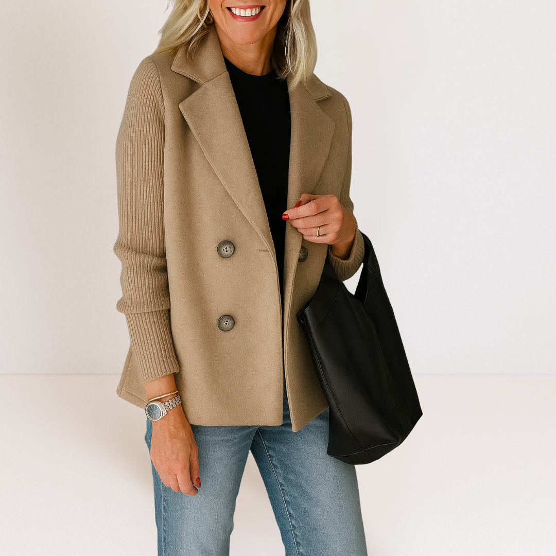 Camille | Polished Knit-Sleeve Jacket