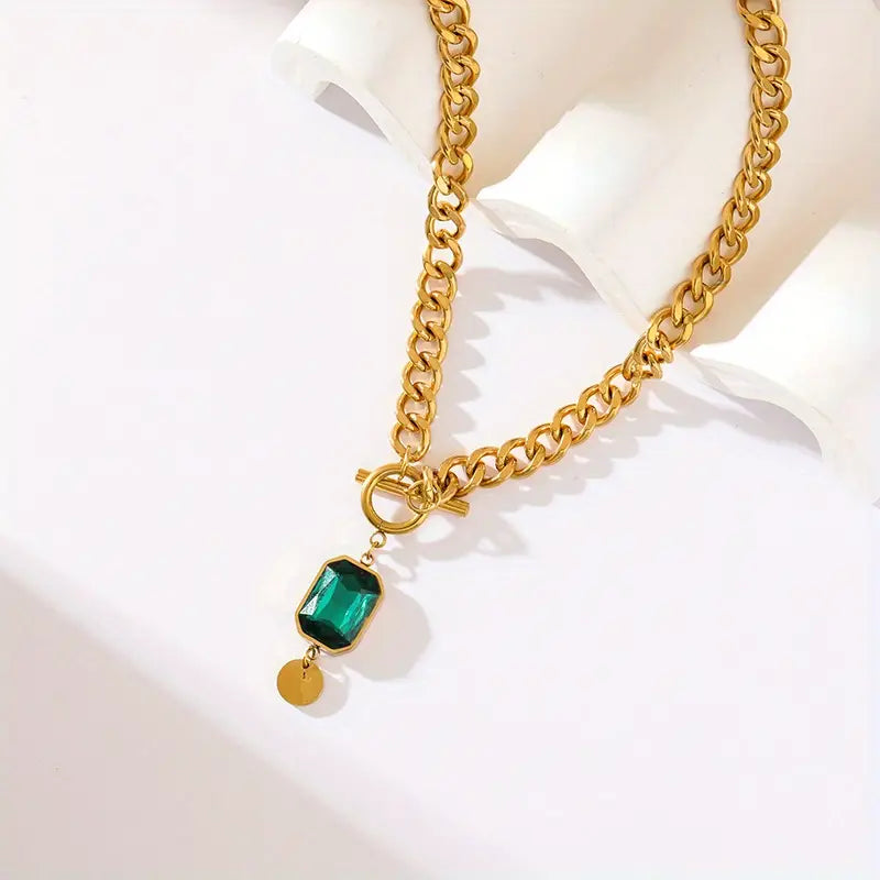 Aurora | Gilded Emerald Pendant