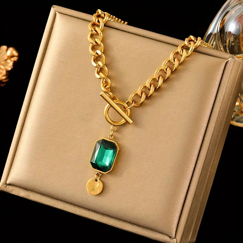Aurora | Gilded Emerald Pendant