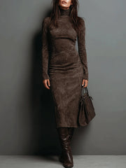 Lunori™ | Frosina Suede Midi Dress