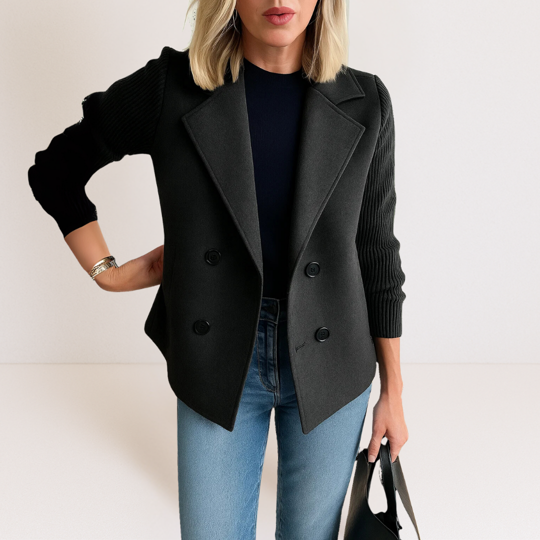Camille | Polished Knit-Sleeve Jacket
