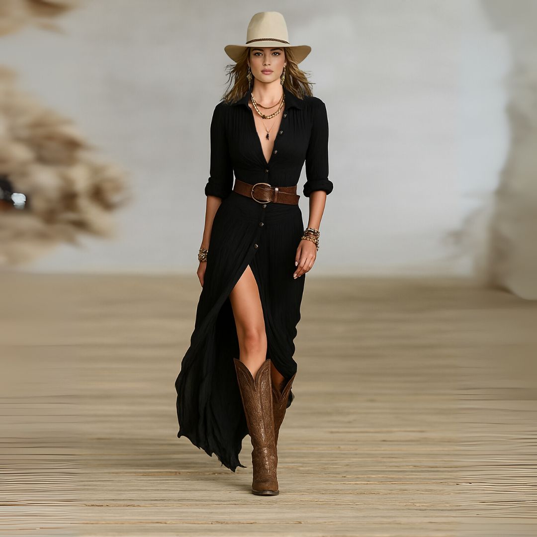 Elodie | Boho Belted Maxi Dress