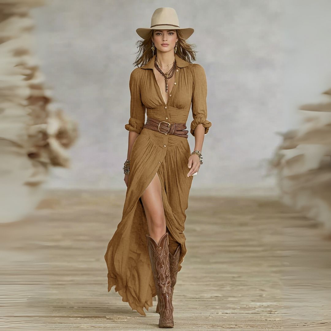 Elodie | Boho Belted Maxi Dress