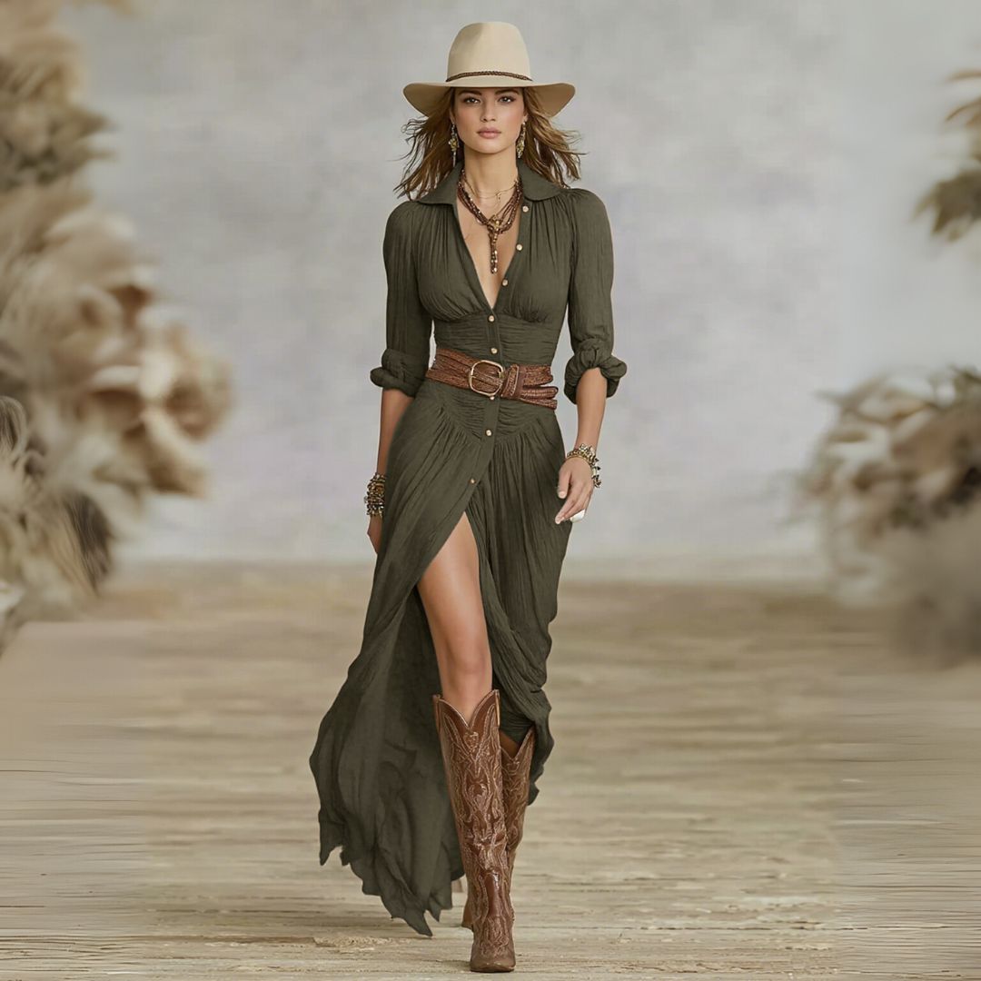 Elodie | Boho Belted Maxi Dress