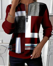 Laluna® | Casual Sweatshirt with Half Zipper and Print