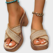 Camila | Chunky Heels with Cross Straps