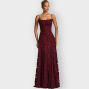 Clara - Elegant Strapless Floral Evening Velvet Gown