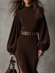 Lunori™ Harriet | Vintage Suede Midi Dress
